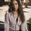 Camisa básica beige FOR2921 — vista lateral