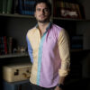 Camisa de minicuadros rosa, amarillo, azul cielo y menta FOR2936 — vista lateral