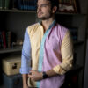 Camisa de minicuadros rosa, amarillo, azul cielo y menta FOR2936 — vista posterior