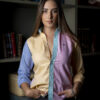 Camisa de combinaciones rosa, amarillo, azul cielo y menta FOR2937 — vista frontal