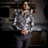 Camisa con estampado graffiti color carbón FOR2943 — vista lateral
