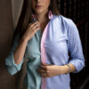 Camisa de combinaciones azul cielo, menta y rosa FOR2935 — detalle
