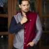 Camisa de combinaciones vino, gris y marino FOR2900 — vista posterior