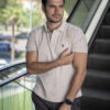 Playera polo beige POL0007 — detalle de tela