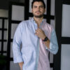 Camisa de combinaciones de rayas naranja, azul y menta FOR2969 — vista posterior