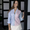 Camisa de combinaciones de rayas naranja, azul y menta FOR2970 — vista lateral