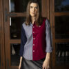 Camisa de combinaciones vino, gris y marino EQ504 — vista lateral