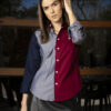 Camisa de combinaciones vino, gris y marino FOR2901 — detalle