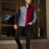 Camisa de combinaciones vino, gris y marino FOR2900 — detalle