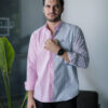 Camisa de combinaciones de rayas menta, rosa y azul FOR2977 — vista lateral