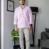 Camisa básica rosa oxford FOR2983 — vista lateral