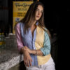 Camisa de combinaciones amarillo, azul, rosa y menta FOR2933 — vista lateral