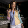 Camisa de combinaciones amarillo, azul, rosa y menta FOR2933 — vista posterior