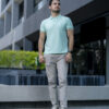 Playera polo menta POL0011 — vista lateral