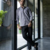 Camisa básica gris oxford FOR2985 — vista posterior