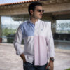 Camisa de combinaciones blanco, azul cielo y rosa FOR2987 — detalle