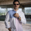 Camisa de combinaciones blanco, azul cielo y rosa FOR2987 — vista posterior