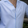 Camisa stretch unisex de manga corta color azul cielo FOR2997 — detalle