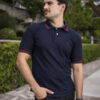 Playera polo elite marino y rojo POL0014 — vista lateral