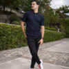 Playera polo elite marino y rojo POL0014 — detalle