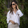 Camisa stretch unisex de color blanco FOR2996 — vista posterior