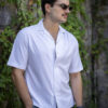 Camisa stretch unisex de manga corta color blanco FOR2995 — vista lateral