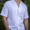 Camisa stretch unisex de manga corta color blanco FOR2995 — vista frontal