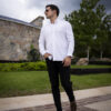 Camisa stretch unisex de color blanco FOR2996 — detalle