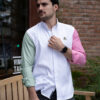 Camisa mexicana verde, blanco y rojo FOR3019 — detalle