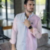 Camisa de combinaciones de rayas rosa y menta FOR2973 — vista lateral