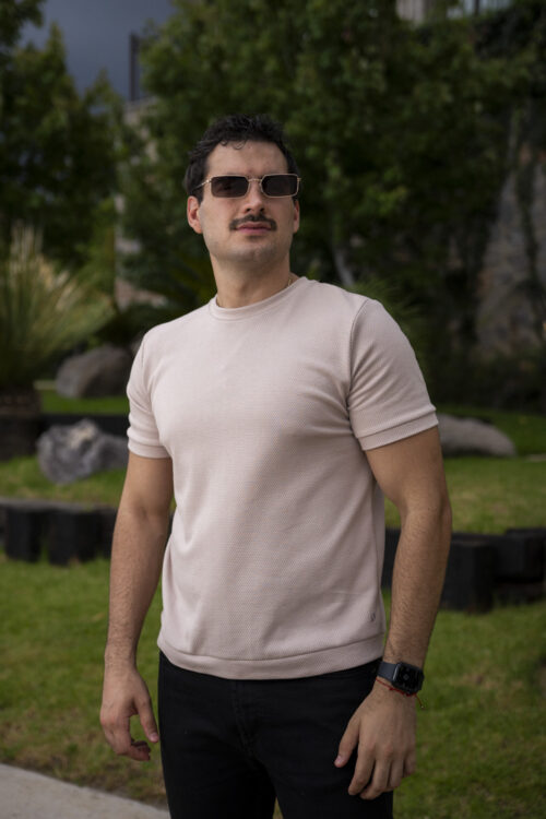 Playera de punto beige PT0004 — vista frontal