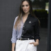 Camisa de combinaciones de rayas blanco y negro FOR3022 — vista lateral