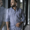Camisa de mini cuadros azul marino FOR3033 — vista posterior