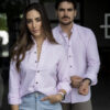 Camisa básica rosa oxford FOR3010 — detalle de tela