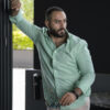 Camisa de mini cuadros verde FOR3031 — vista posterior