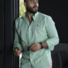 Camisa de mini cuadros verde FOR3031 — vista lateral