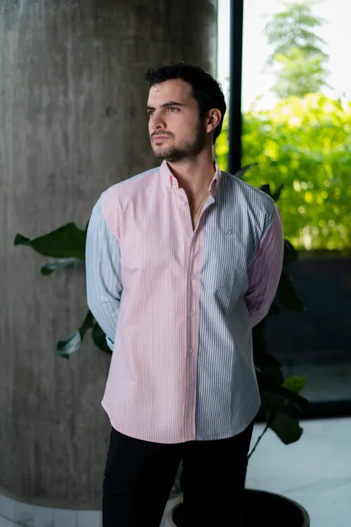 Camisa de combinaciones de rayas multicolor FOR2975 — vista posterior