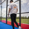 Playera Padel oversize beige con estampado "Padel Player" OV0008 — en modelo