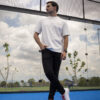 Playera Padel oversize hueso con estampado de F OV0009 — detalle