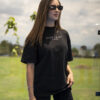 Playera Padel oversize negra con estampado "Grow The Game" OV0006 — detalle de tela