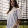 Playera Padel oversize hueso con estampado de F OV0009 — detalle de tela