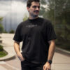 Playera Padel oversize negra con estampado "Grow The Game" OV0006 — vista lateral