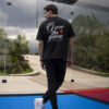 Playera Padel oversize negra con estampado "Grow The Game" OV0006 — detalle