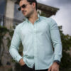 Camisa stretch de color menta FOR3000 — vista frontal