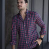 Camisa de cuadros verde y rojo FOR3037 — vista posterior