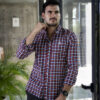 Camisa de cuadros multicolor naranja FOR3043 — vista posterior