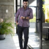 Camisa de cuadros multicolor naranja FOR3043 — detalle