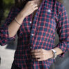 Camisa de cuadros verde y rojo FOR3038 — vista posterior