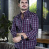 Camisa de cuadros multicolor azul coral FOR3047 — vista posterior
