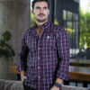 Camisa de cuadros multicolor azul coral FOR3047 — vista lateral